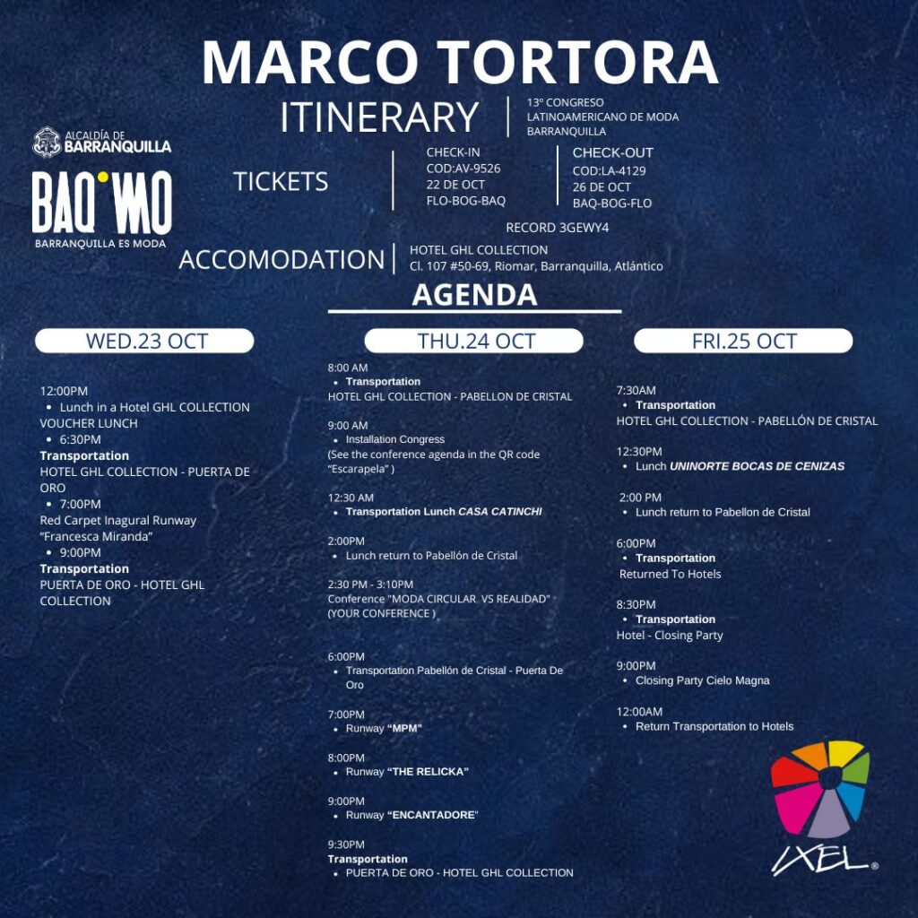 IXEL 2024 BARRANQUILLA ES MODA,  MARCO TORTORA, POLIMODA, FAIR, SUSTAINABLE FASHION; CIRCULAR ECONOMY